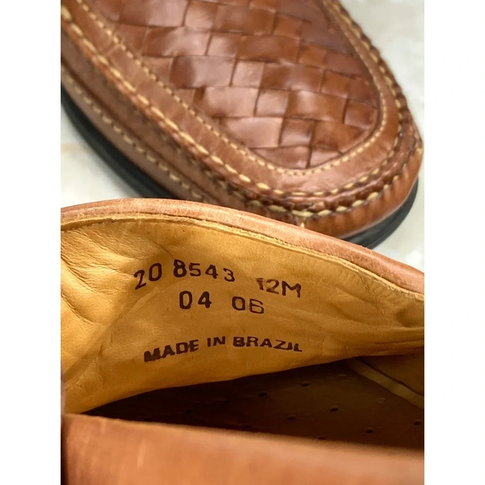 Johnston & Murphy Tidwell Woven Leather Loafer Shoes Mens 12 Brown Basketweave